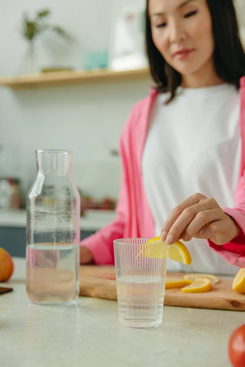 Woman preparing healthy infused water for wellness